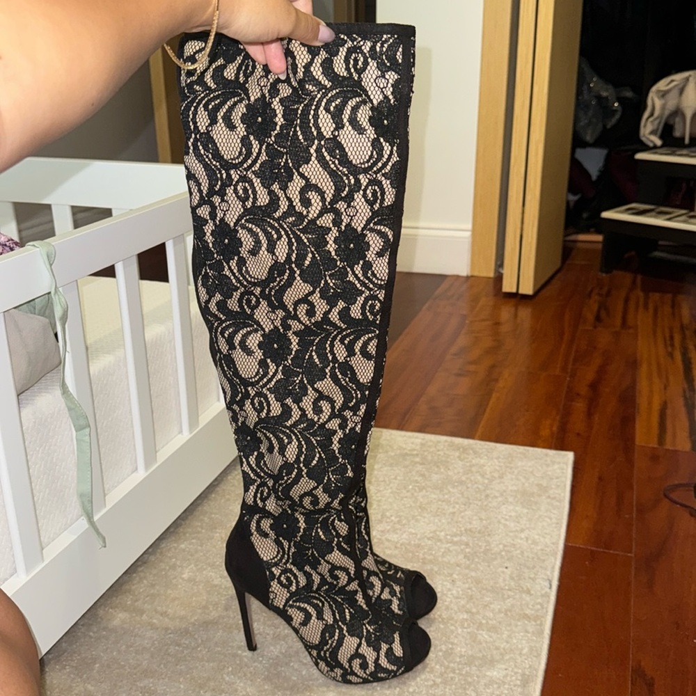 Lace over the knee boots